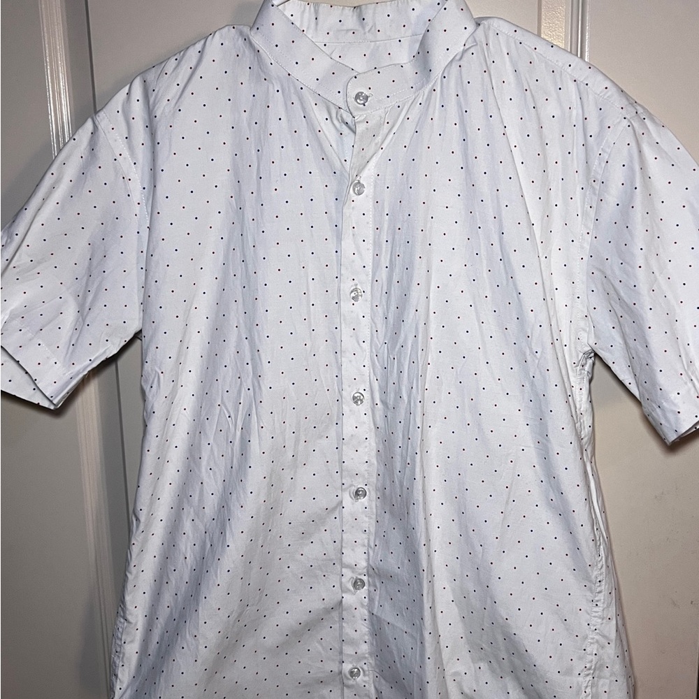 White Banded Collar Dress Shirt